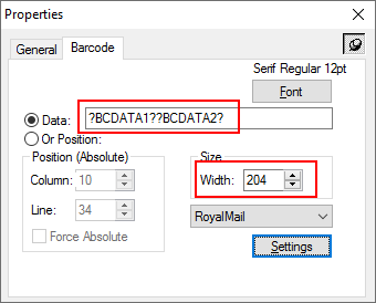 Barcode using Variable substitution