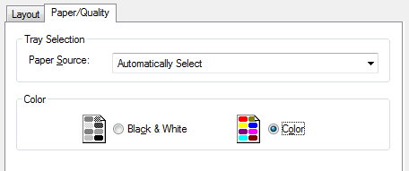 Printer Driver Colour Options