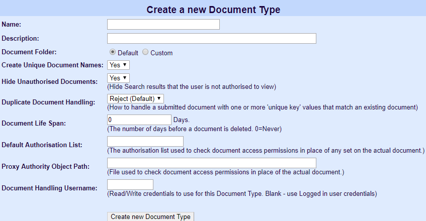 Create Docstore Document Type