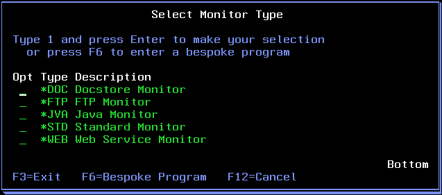 Select a Monitor Type
