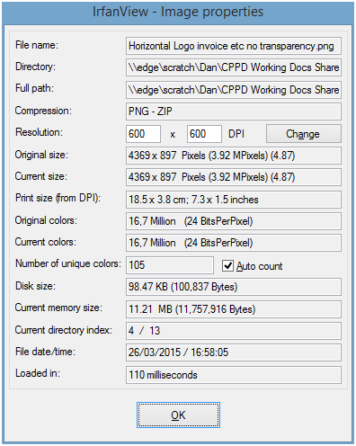 IrfanView Image Properties