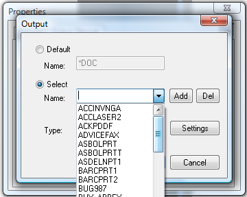 Select an existing Output Device name