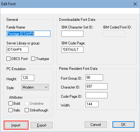 Import new font file